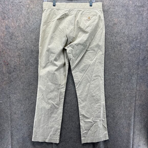 Lilly Pulitzer Pants Women 10 Khaki Cotton Spandex Straight Pink Palm Trouser - Picture 4 of 10